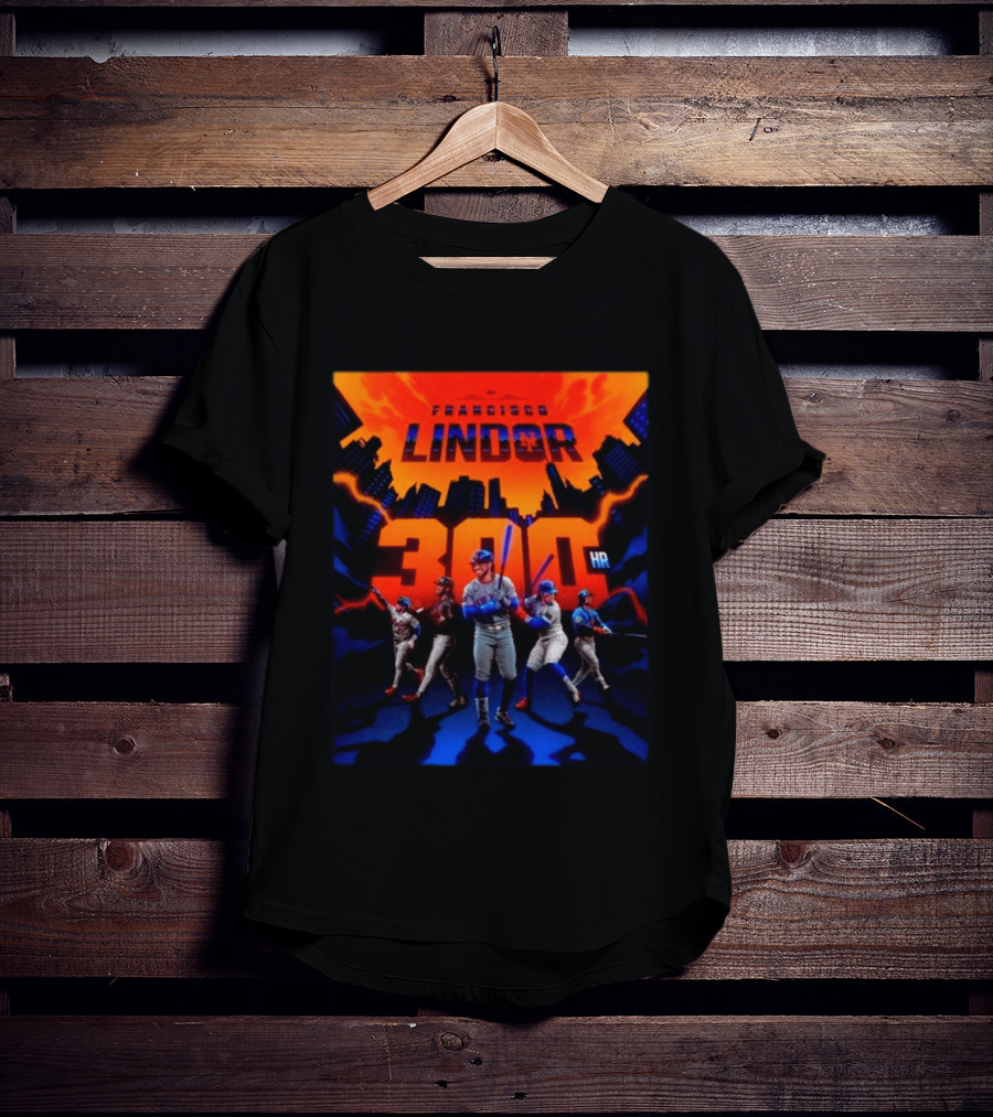 Francisco Lindor 300 HR Achievement Mets Skyline Celebration T-Shirt