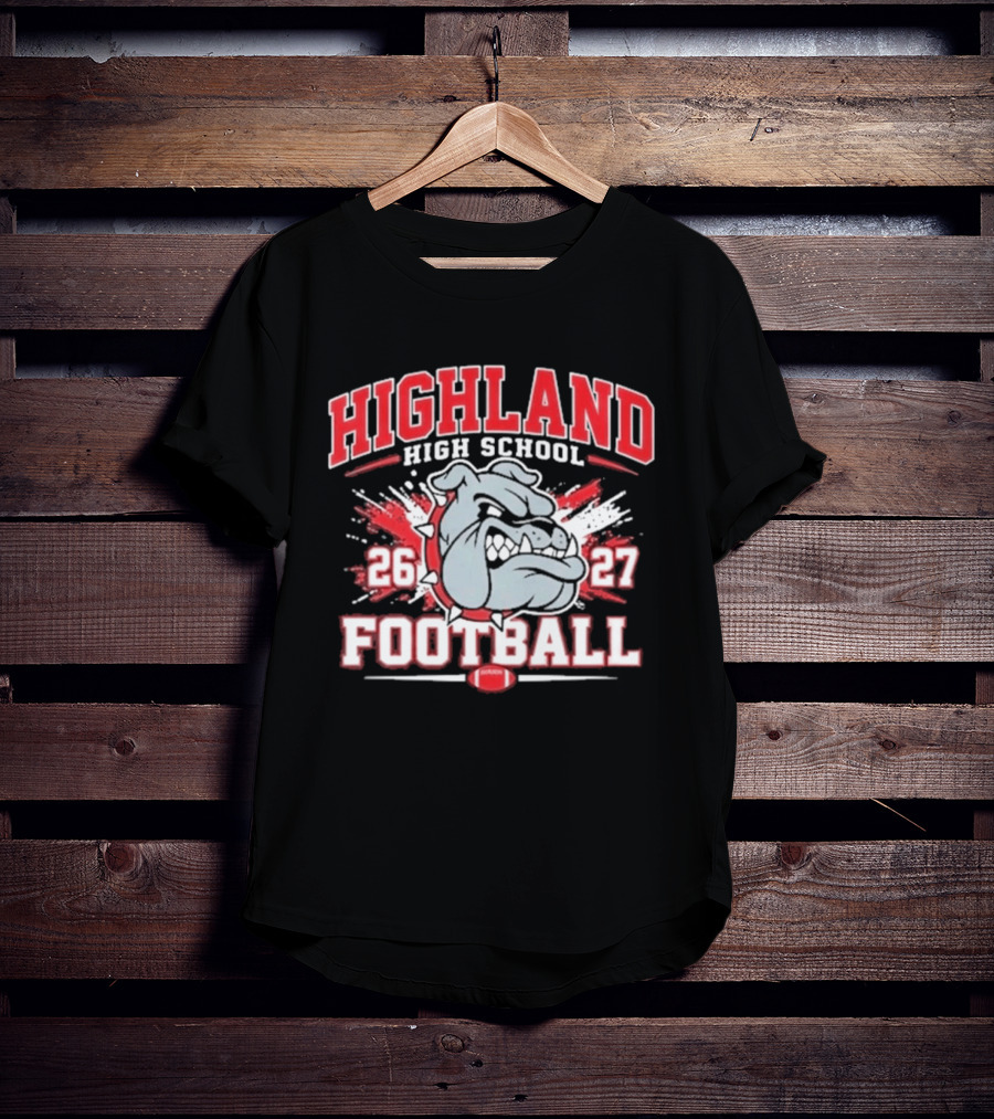 Bulldog Highland High School Football 26 27 T-Shirt