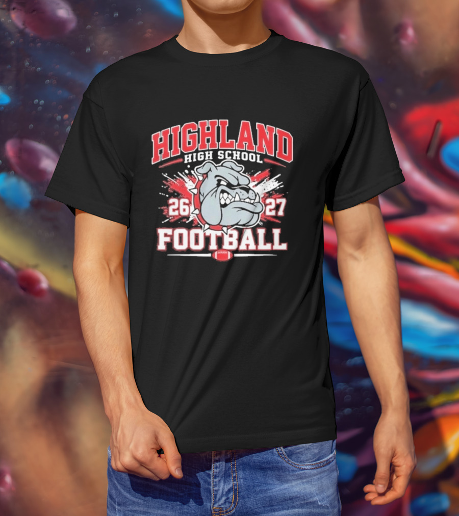 Bulldog Highland High School Football 26 27 T-Shirt