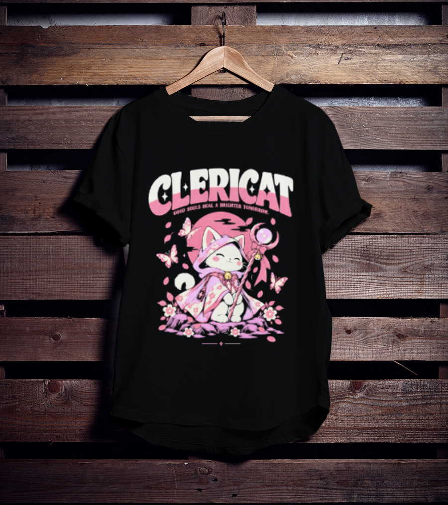 Clericat Good Souls Heal A Brighter Tomorrow Butterfly Blossoms T-Shirt