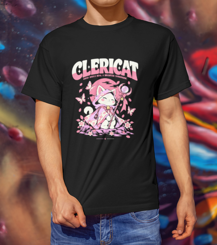 Clericat Good Souls Heal A Brighter Tomorrow Butterfly Blossoms T-Shirt