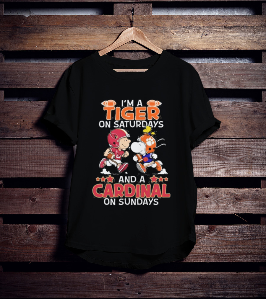 I'm A Tiger On Saturdays And A Cardinal On Sundays Charlie Brown Snoopy T-Shirt