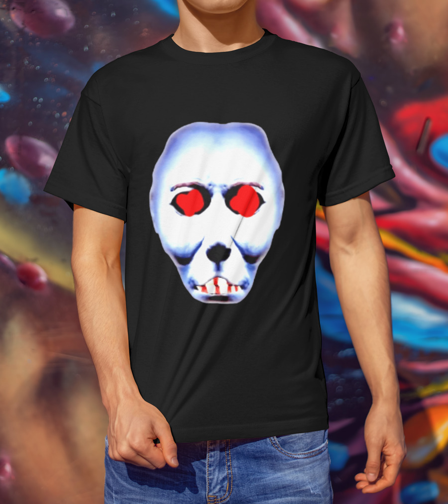 Creepy Alien Face With Red Eyes And Bread Teeth Surrealistic T-Shirt