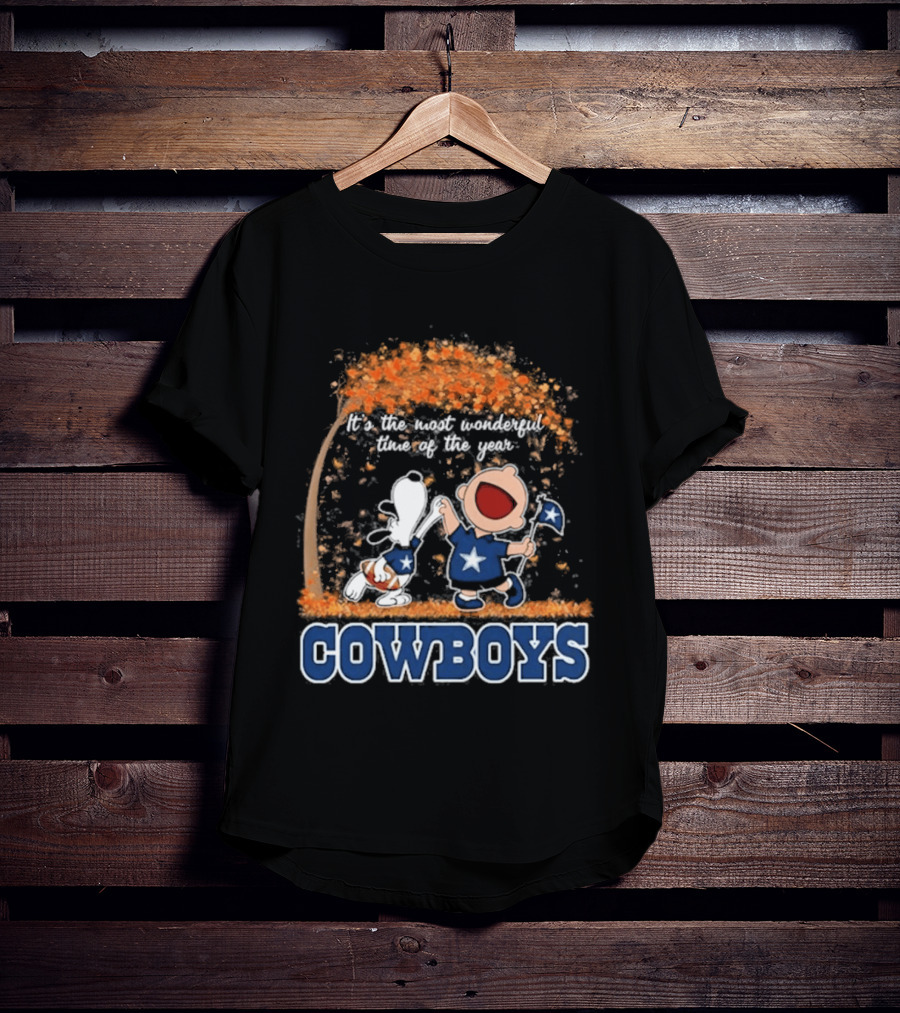Dallas Cowboys Snoopy Charlie Brown Dancing Most Wonderful Time Of The Year 2026 T-Shirt