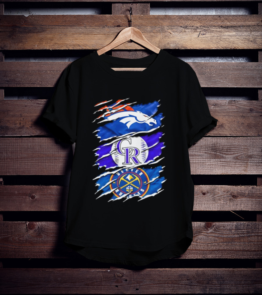 Denver Broncos Colorado Rockies Denver Nuggets Mashup Sports Fan T-Shirt