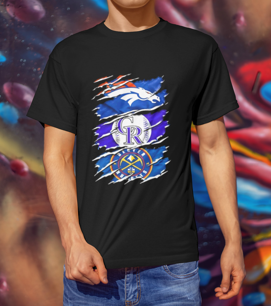 Denver Broncos Colorado Rockies Denver Nuggets Mashup Sports Fan T-Shirt