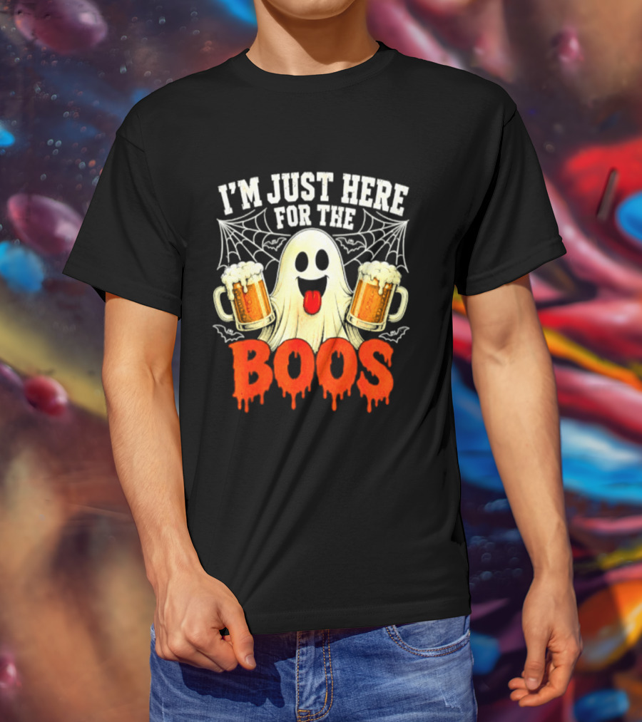 I'm Just Here For The Boos Ghost With Beer S Halloween T-Shirt