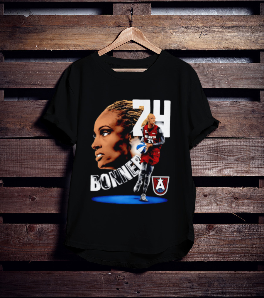 Dewanna Bonner 24 Atlanta Dream WNBA Basketball Player Portrait And Action T-Shirt