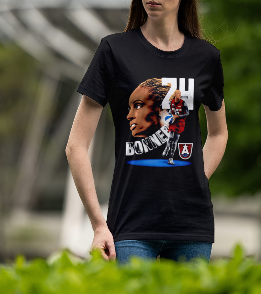 Dewanna Bonner 24 Atlanta Dream WNBA Basketball Player Portrait And Action T-Shirt