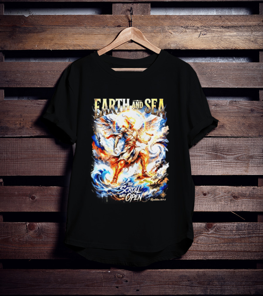 Earth And Sea Angelic Revelation The Scroll Was Open Revelation 10 1 2 T-Shirt