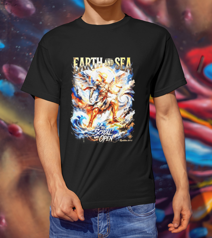 Earth And Sea Angelic Revelation The Scroll Was Open Revelation 10 1 2 T-Shirt