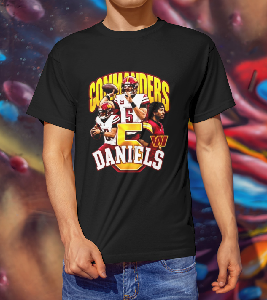 Commander Football Number 5 Jayden Daniels W T-Shirt