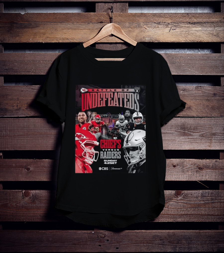 Kansas City Chiefs Vs Las Vegas Raiders Battle Of Undefeated 2026 NFL Showdown CBS Sunday 4:25ET T-Shirt