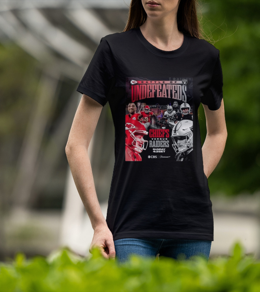 Kansas City Chiefs Vs Las Vegas Raiders Battle Of Undefeated 2026 NFL Showdown CBS Sunday 4:25ET T-Shirt