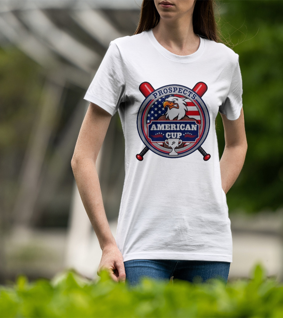Prospects American Cup Eagle Emblem With USA Flag And Trophy T-Shirt