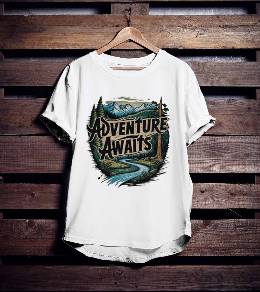 Adventure Awaits Scenic Nature Camping Family Summer Wanderlust Vacation T-Shirt