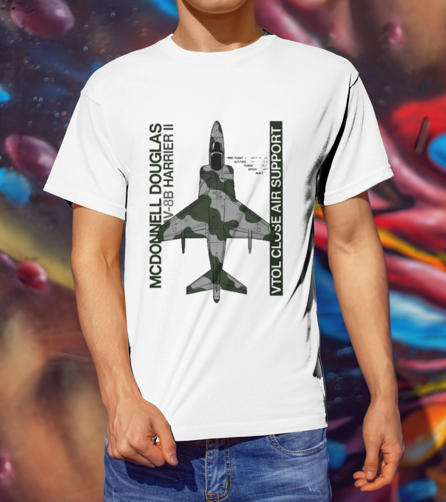 McDonnell Douglas AV 8B Harrier II VTOL Close Air Support T-Shirt