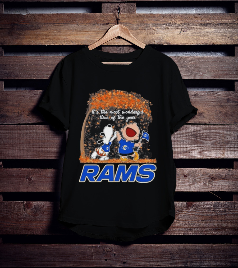 Los Angeles Rams Snoopy Charlie Brown It's The Most Wonderful Time Of The Year 2026 T-Shirt