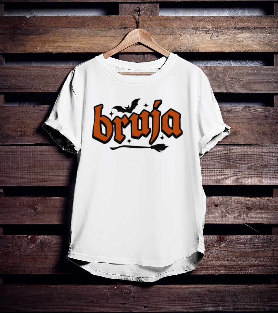 Bruja Badass Mexicans Halloween Witch Bat Broomstick Magic T-Shirt