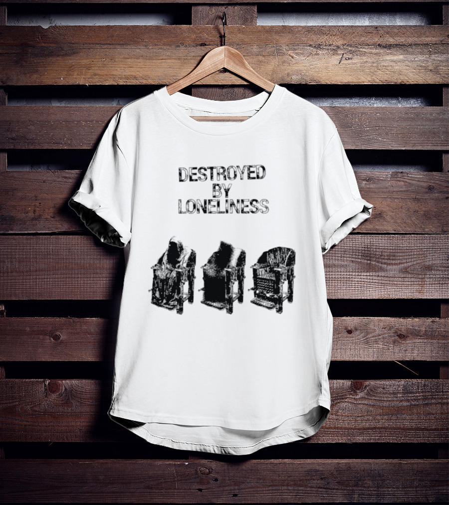 Destroyed By Loneliness Dark Gothic With Falling Office Chairs T-Shirt