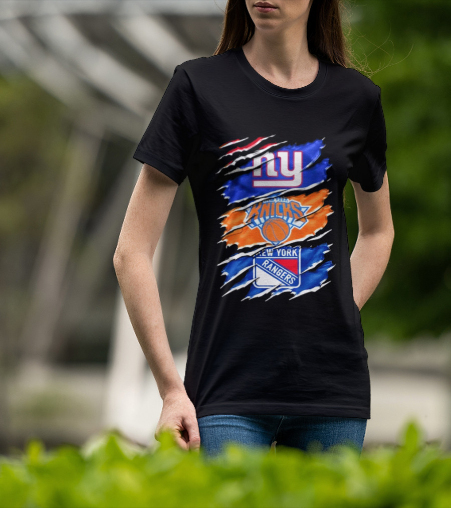 New York Giants Knicks Rangers Mashup Sports Fan Favorite T-Shirt