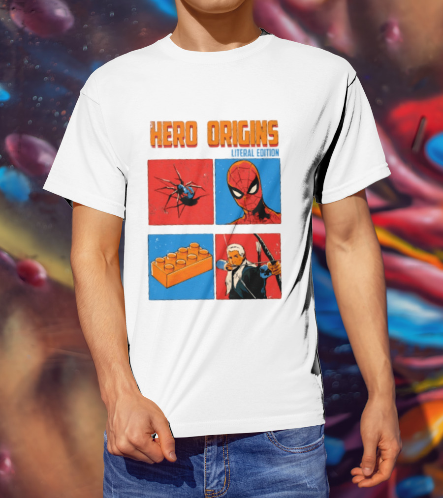 Hero Origins Spider Man Literal Edition Block Archer Spider T-Shirt