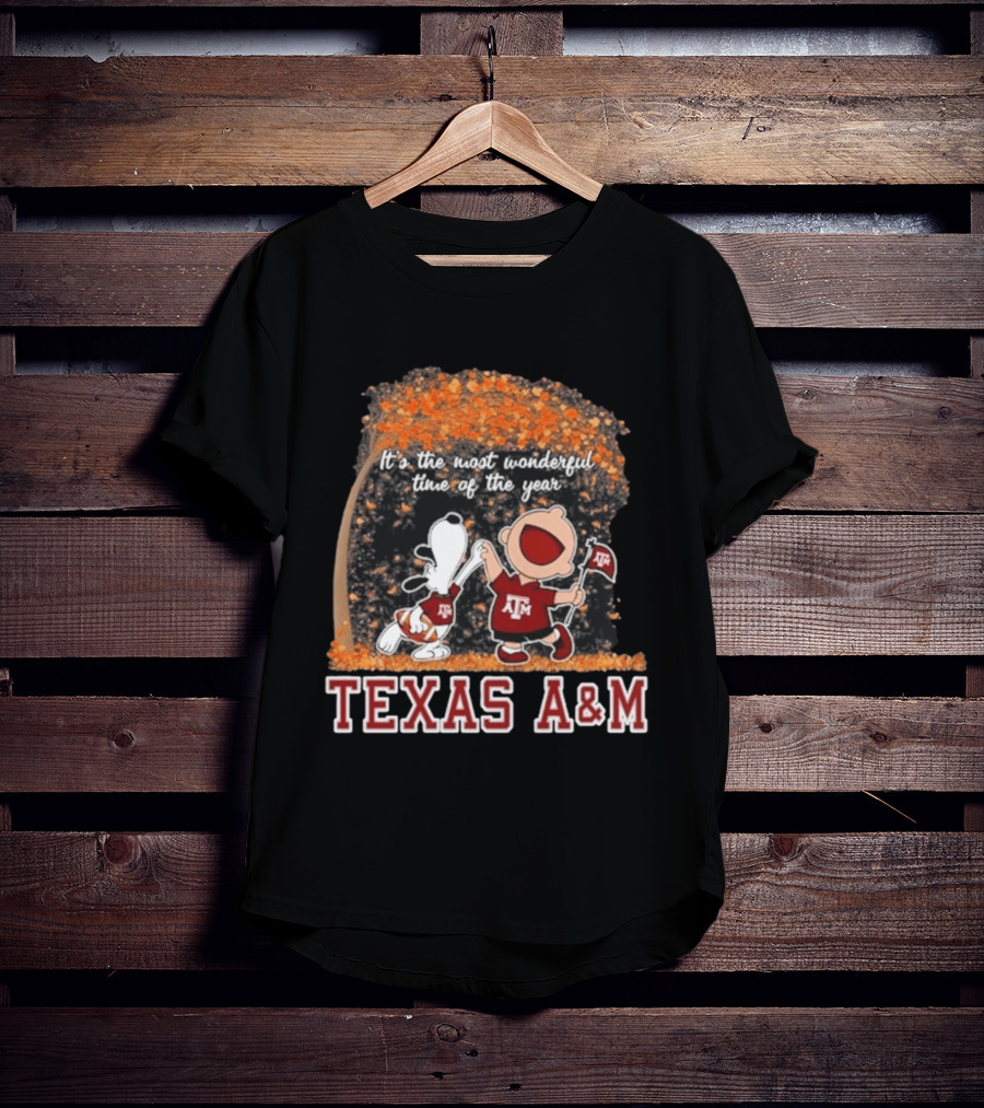 Texas A&M Aggies Snoopy Charlie Brown It's The Most Wonderful Time Of The Year T-Shirt