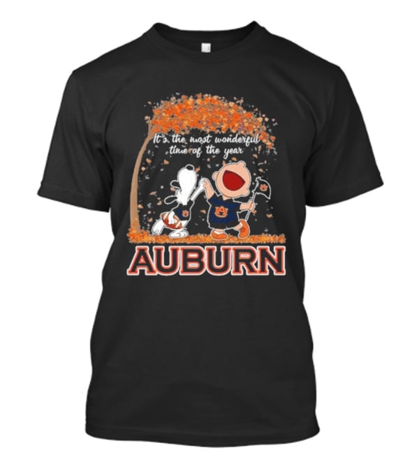 Auburn Tigers Snoopy Charlie Brown Dancing 2026 Most Wonderful Time Of The Year T-Shirt