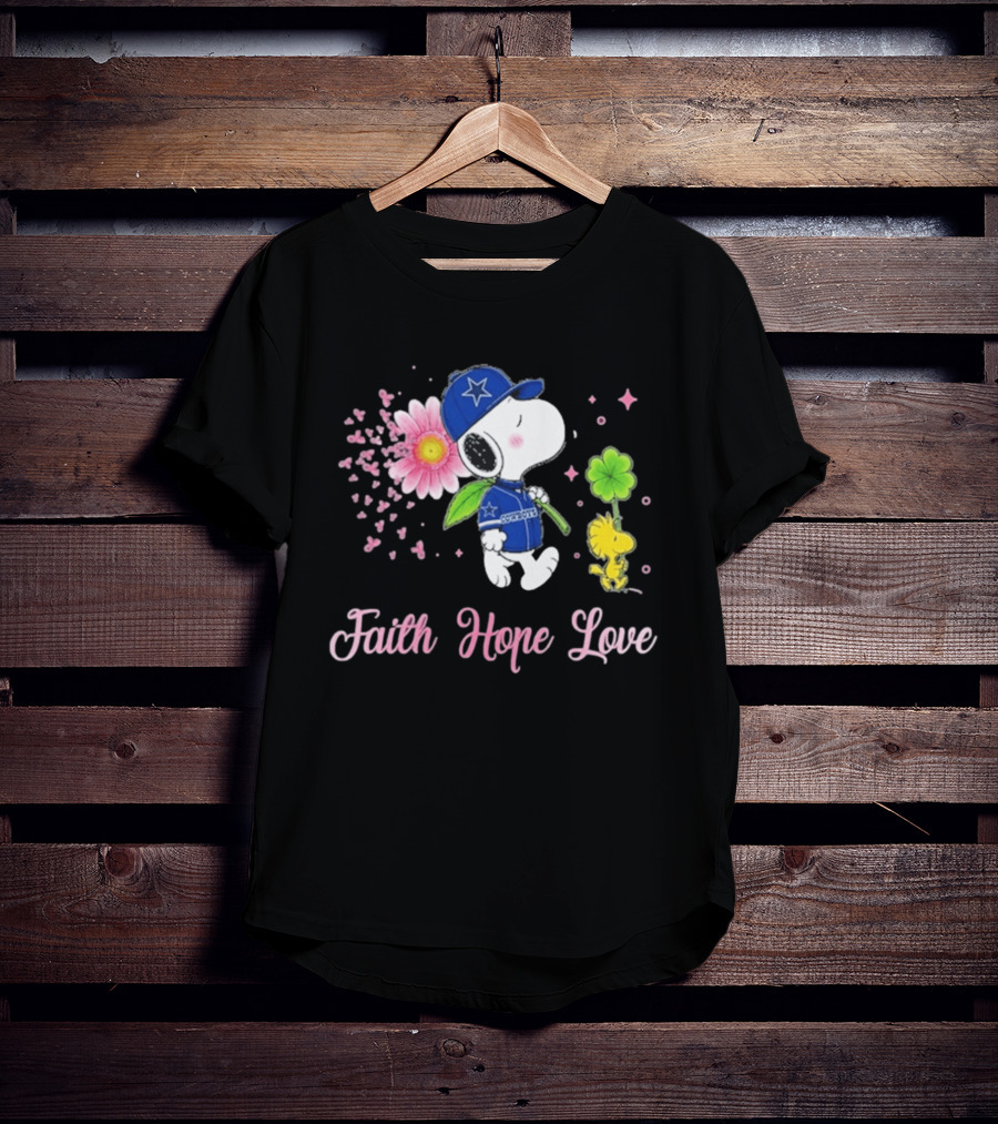 Dallas Cowboys Snoopy 2026 Breast Cancer Awareness Faith Hope Love T-Shirt