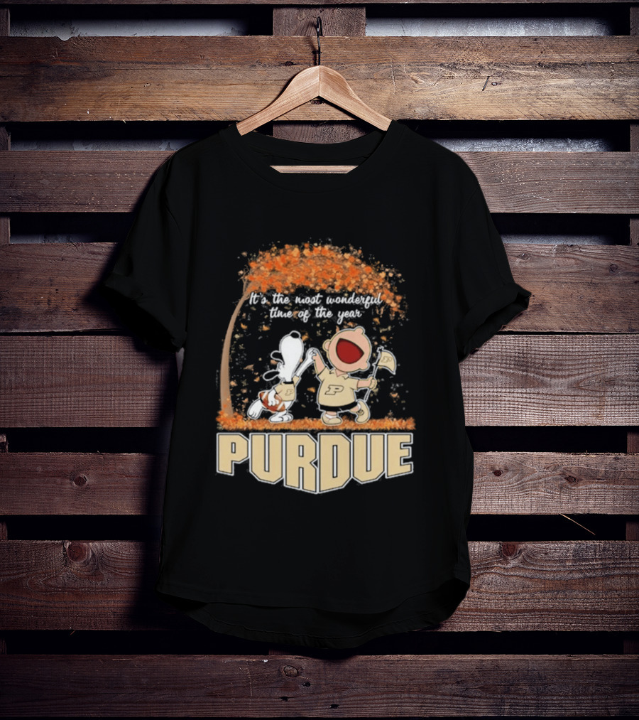Purdue Boilermakers Snoopy Charlie Brown 2026 Most Wonderful Time Of The Year T-Shirt