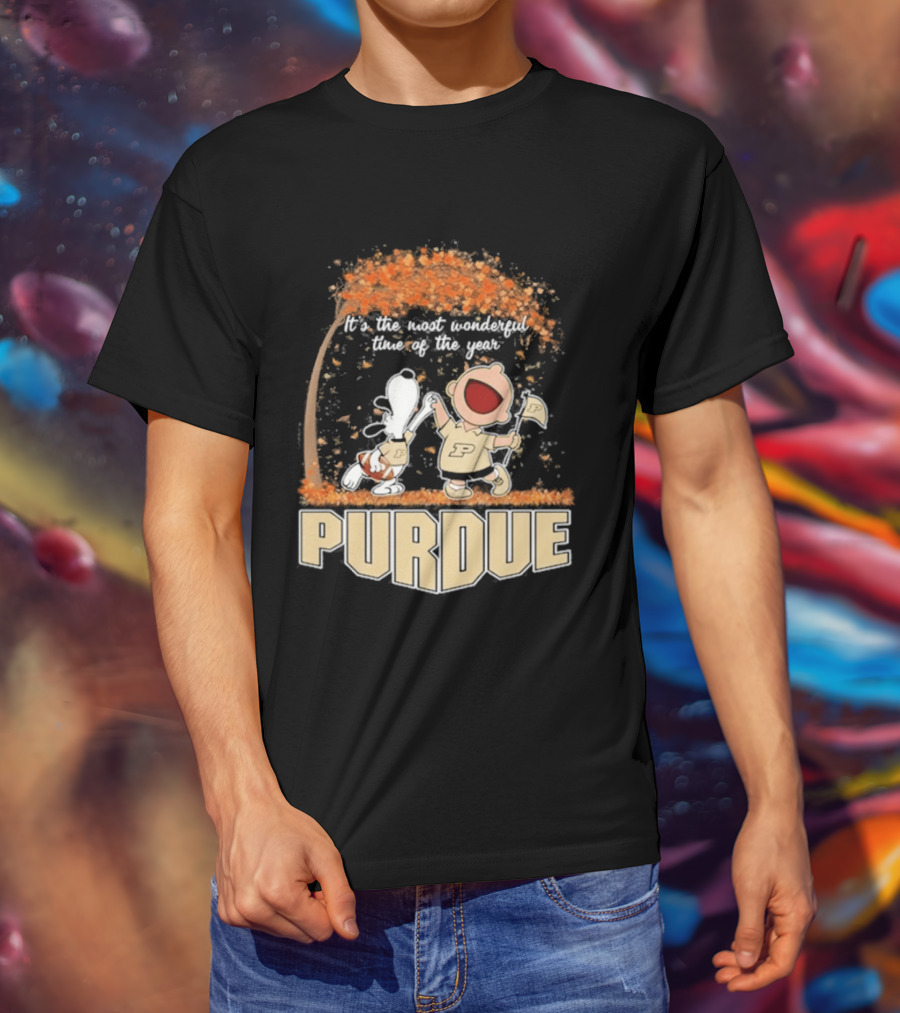 Purdue Boilermakers Snoopy Charlie Brown 2026 Most Wonderful Time Of The Year T-Shirt