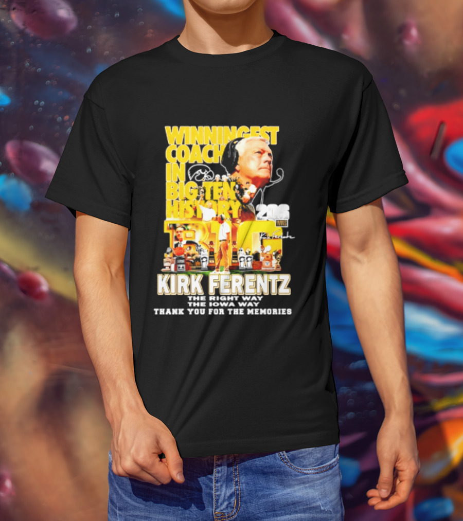 Kirk Ferentz Winningest Coach Big Ten History Iowa Hawkeyes Memories T-Shirt
