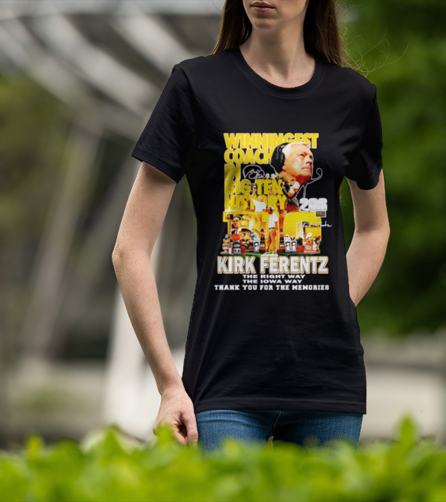 Kirk Ferentz Winningest Coach Big Ten History Iowa Hawkeyes Memories T-Shirt