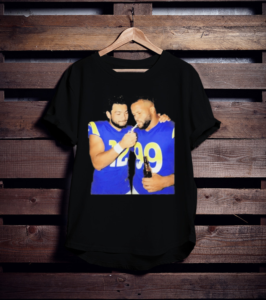 Los Angeles Rams Puka Nacua Aaron Donald Smoking Drinking NFL Football Team Players T-Shirt