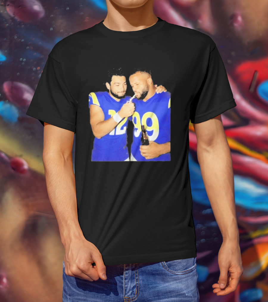Los Angeles Rams Puka Nacua Aaron Donald Smoking Drinking NFL Football Team Players T-Shirt