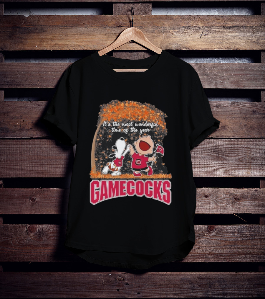 South Carolina Gamecocks Snoopy Charlie Brown 2026 It's The Most Wonderful Time Of The Year T-Shirt