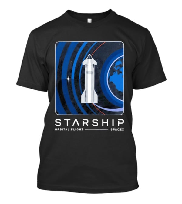 Starship First Orbital Flight Milestone Earth Icon And Concentric Rings T-Shirt