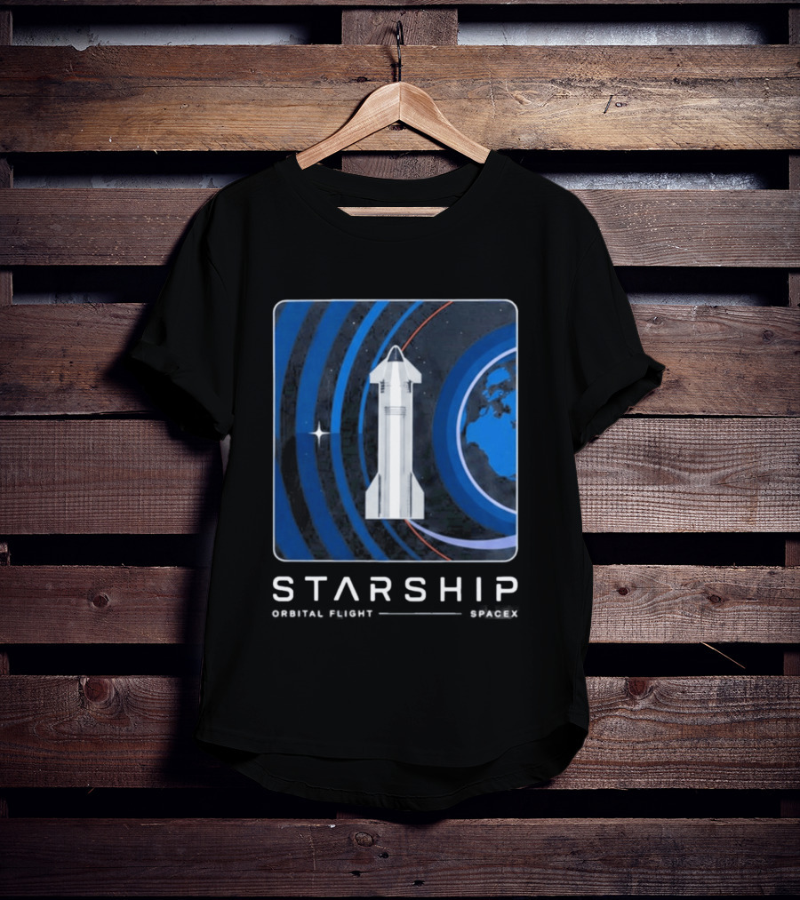 Starship First Orbital Flight Milestone Earth Icon And Concentric Rings T-Shirt
