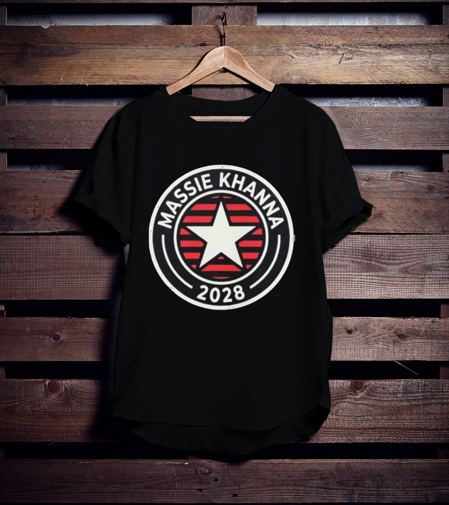 Massie Khanna 2028 White Star Red Stripes Circular T-Shirt