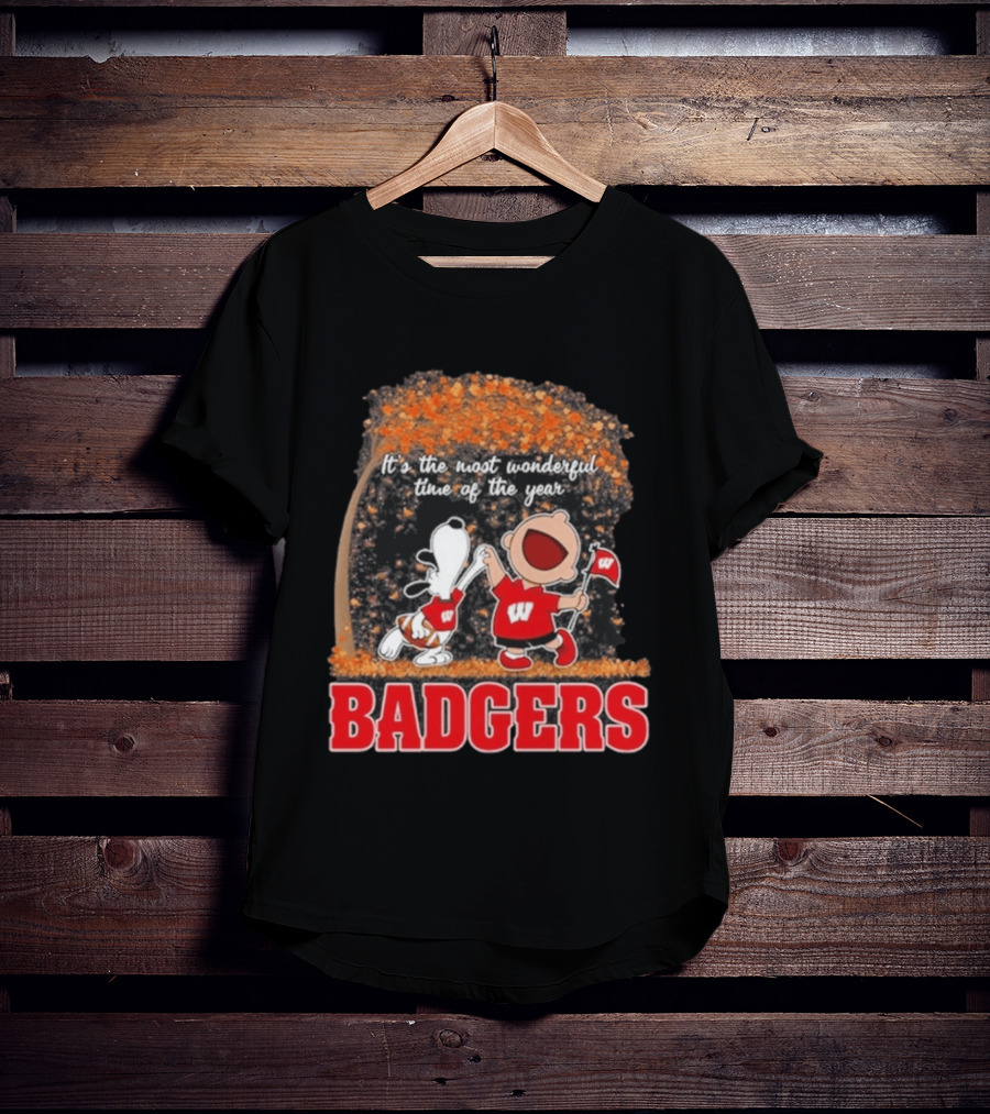Wisconsin Badgers Snoopy Charlie Brown It's The Most Wonderful Time Of The Year 2026 T-Shirt