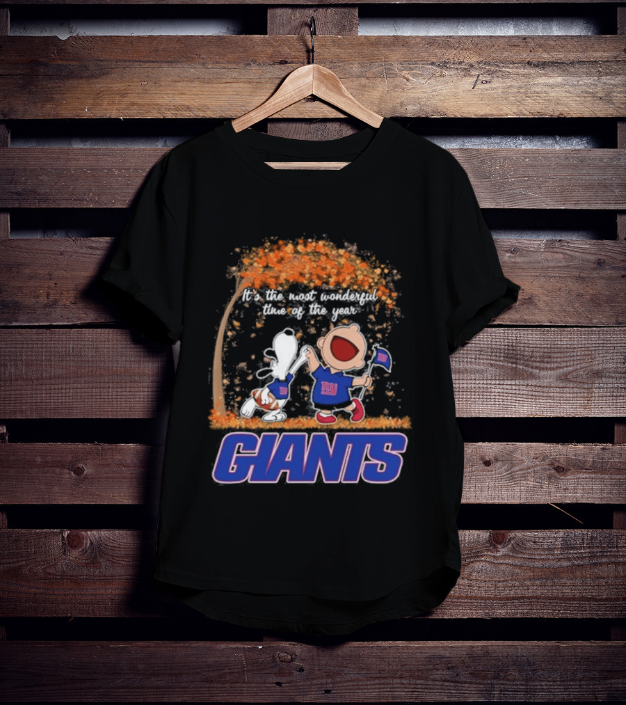 New York Giants Snoopy Charlie Brown 2026 Most Wonderful Time T-Shirt