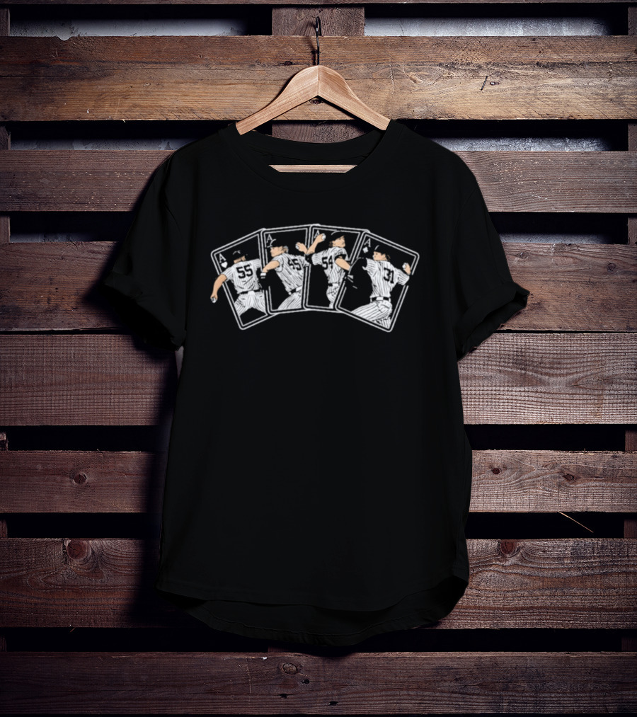 Yankees Four Aces Playing Cards Baseball Pitchers 55 45 99 34 T-Shirt