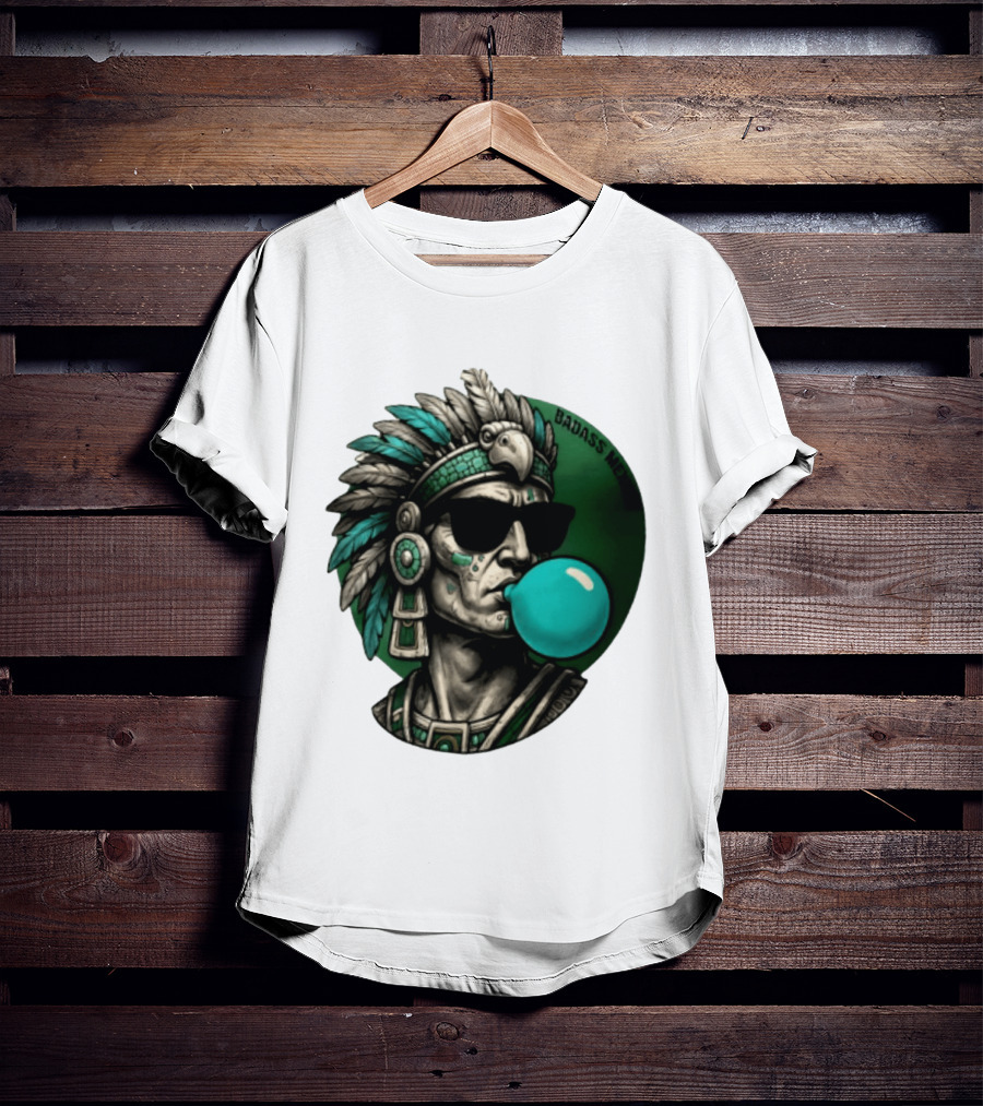 Aztec Warrior With Sunglasses Chewing Bubble Gum Badass Mexicans T-Shirt