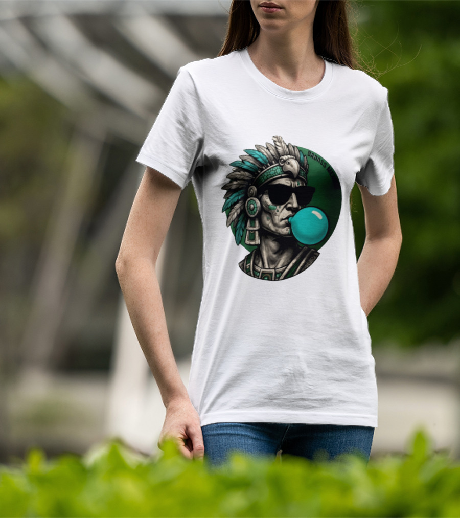 Aztec Warrior With Sunglasses Chewing Bubble Gum Badass Mexicans T-Shirt