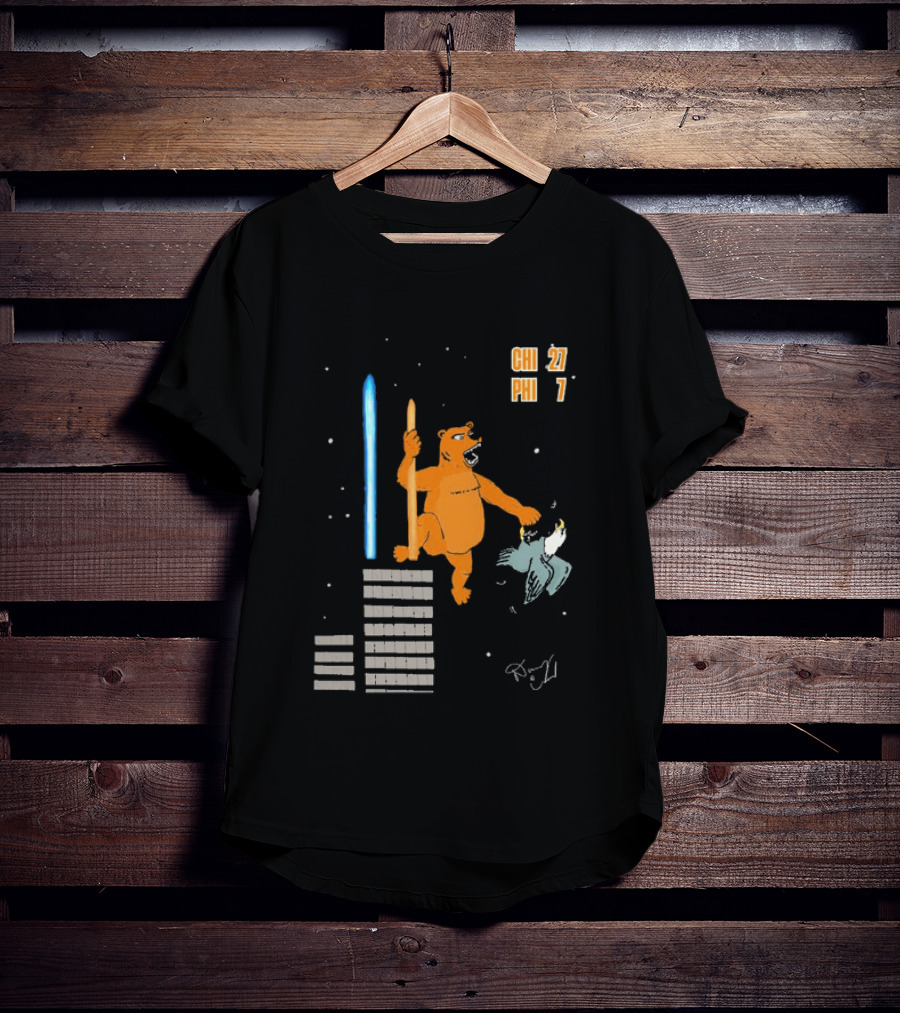 CHI 27 PHI 7 Cartoon Bears Vs Eagles Star Wars T-Shirt