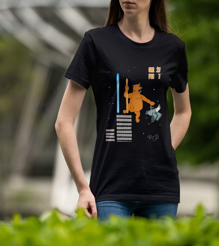 CHI 27 PHI 7 Cartoon Bears Vs Eagles Star Wars T-Shirt