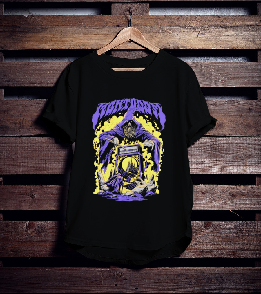 Mantdar Wizard With Castle And Guitar Amplifier Magic Explosion T-Shirt