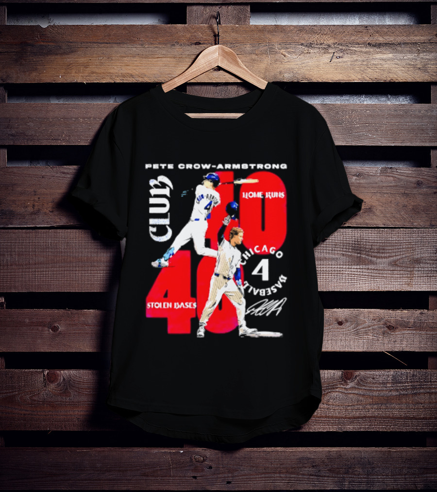 Pete Crow Armstrong Chicago Cubs 40 Home Runs 40 Stolen Bases Club Grunge T-Shirt