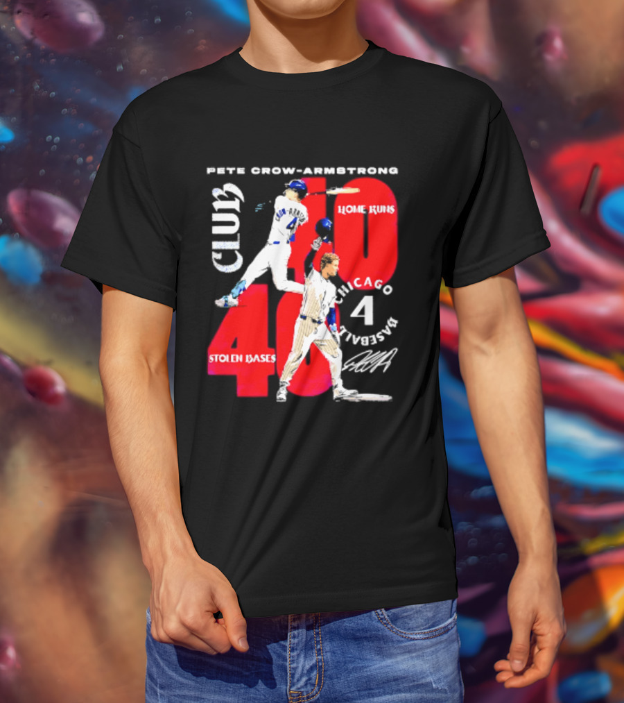 Pete Crow Armstrong Chicago Cubs 40 Home Runs 40 Stolen Bases Club Grunge T-Shirt