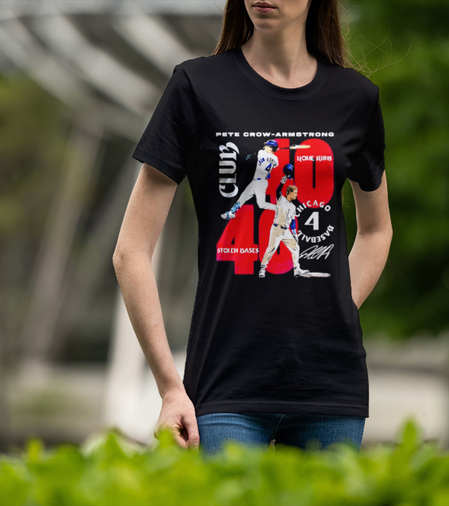 Pete Crow Armstrong Chicago Cubs 40 Home Runs 40 Stolen Bases Club Grunge T-Shirt